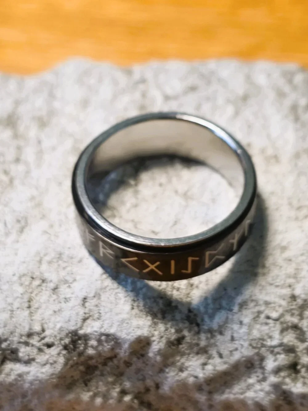 NEW! Stainless Steel Spinner Ring - Black Fidget Band with Characters - Size 10